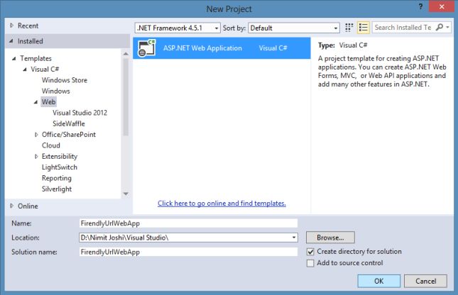 Create ASP.NET Web Application